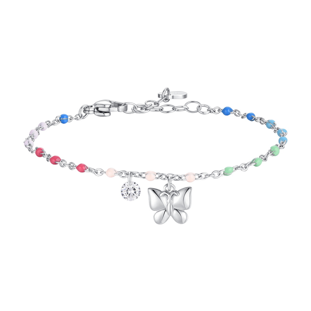 Luca Barra women’s steel butterfly bracelet with crystal and multicolored enamel stones, Find Online Today