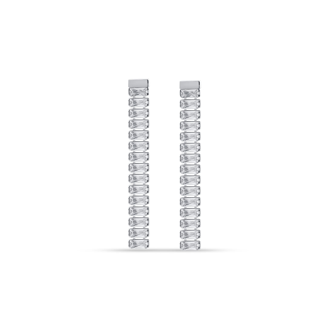 Luca Barra women's steel earrings with white baguette zirconia – Find Online Today