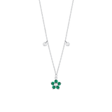 Luca Barra women’s steel flower necklace with green zirconia – Shop Now Online