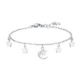 Luca Barra women’s steel moon and stars bracelet with white zircon centerpiece, celestial silver jewelry. Shop Now Online