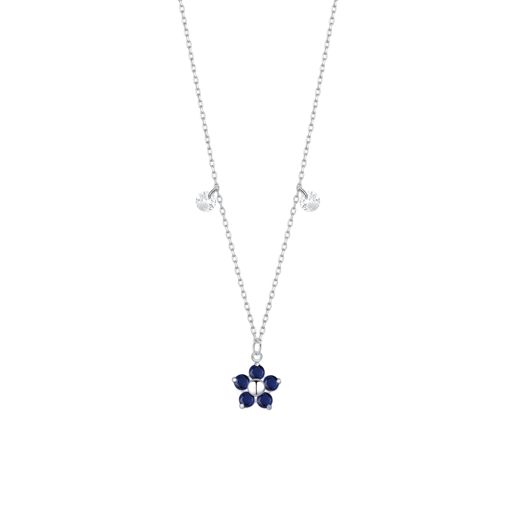 Luca Barra women’s steel necklace with blue flower zircon – Order Online Today