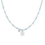 Luca Barra women’s steel necklace with four-leaf clover, crystal and turquoise enamel stones – Find Online Today