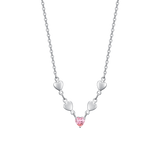 Luca Barra women's steel necklace with pink and silver hearts and crystal — Find Online Today