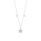 Luca Barra women’s steel necklace with purple zircon flower pendant — Available for Online Purchase.