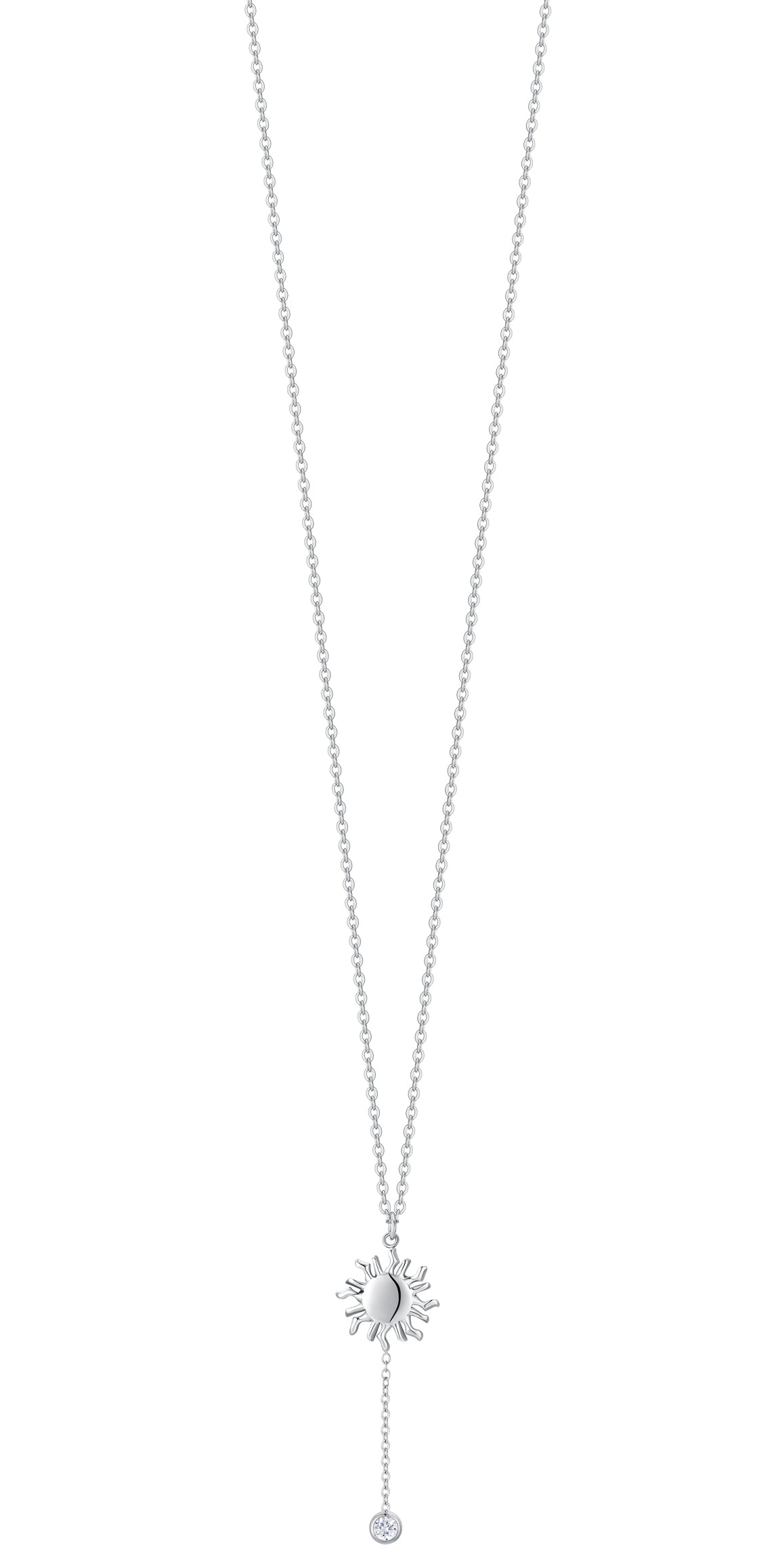 Luca Barra women’s steel necklace with sun pendant and white crystal – Order Online Today