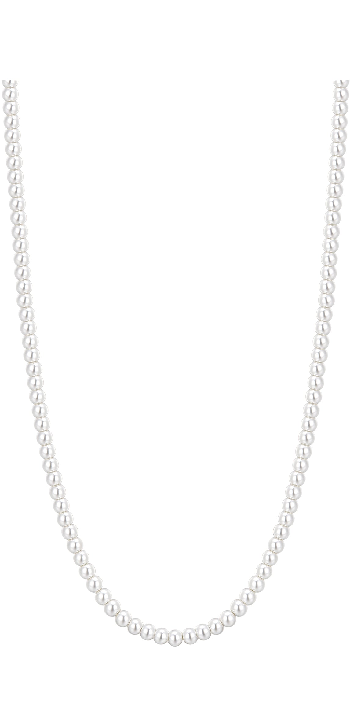 Luca Barra women’s steel necklace with white synthetic pearls — Now Online