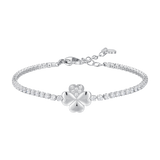 Luca Barra women’s steel tennis bracelet with four-leaf clover and white zircon, Shop Now Online