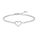 Luca Barra women’s steel tennis bracelet with heart design and white zircon stones, Available Online Today