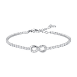 Luca Barra women’s steel tennis bracelet with infinity charm and white zirconia stones – Order Online Today