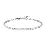 Luca Barra women’s steel tennis bracelet with white zirconia stones, classic tennis design, Order Online Today