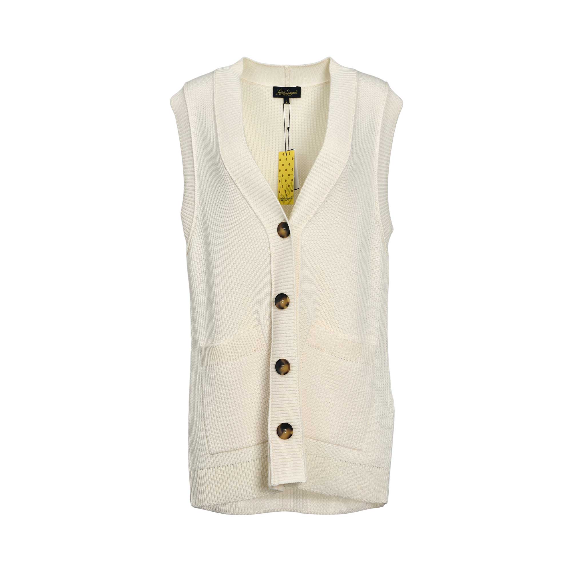 Luisa Spagnoli Murena Women’s Off White Waistcoat – Available for Online Purchase