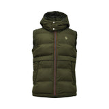 Luke Egrit Men's Quilted Gilet in dark green with hooded padded design front view – Shop Now Online.