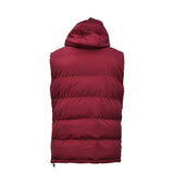 Luke Egrit Men's Quilted Gilet in red with hooded padded design back view – Shop Now Online.