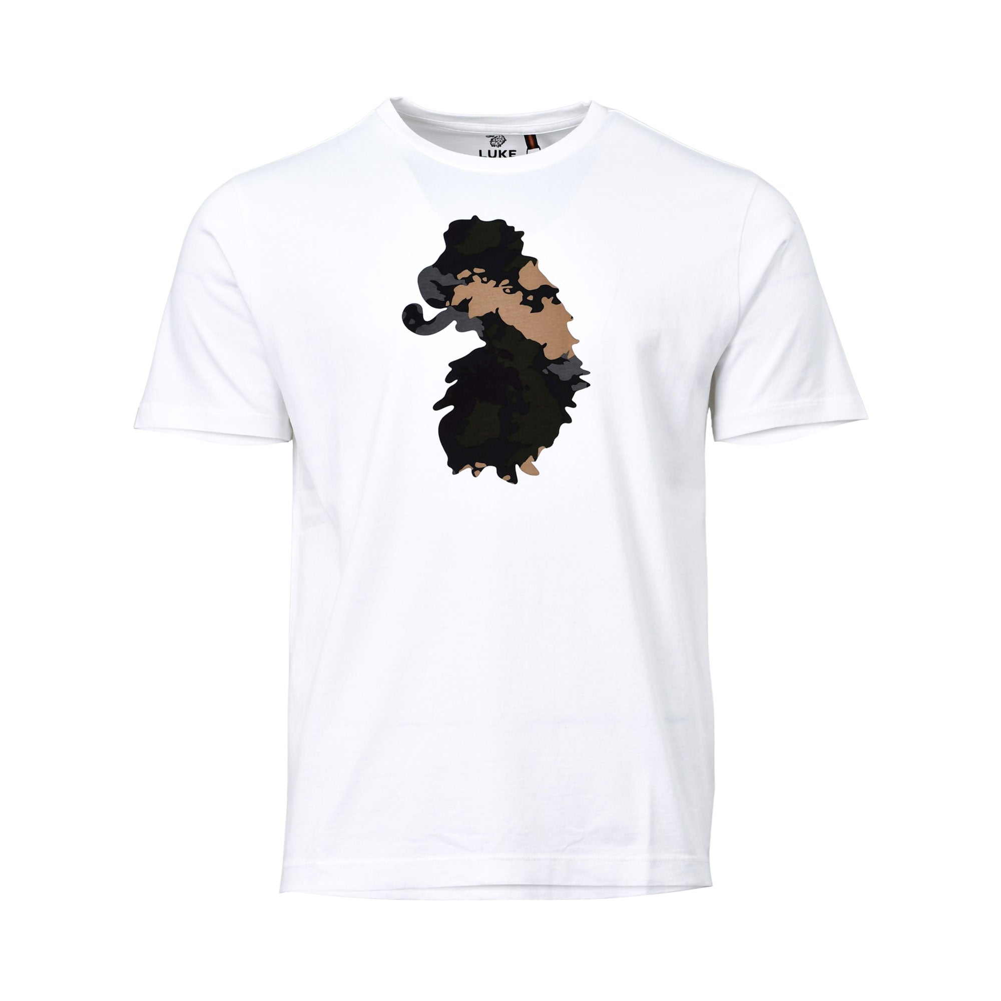 Luke Infilapenny Men's White T-Shirt with multitone lion graphic – Shop the Latest Online