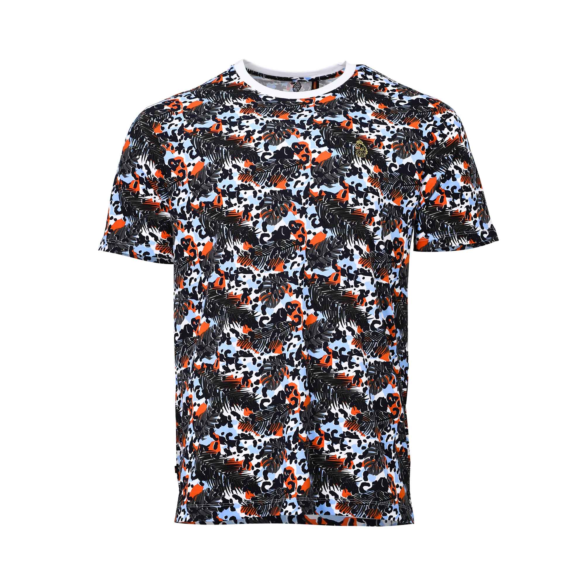 Luke Men’s Tropical Printed T-Shirt with abstract multicolor pattern – Shop Now Online