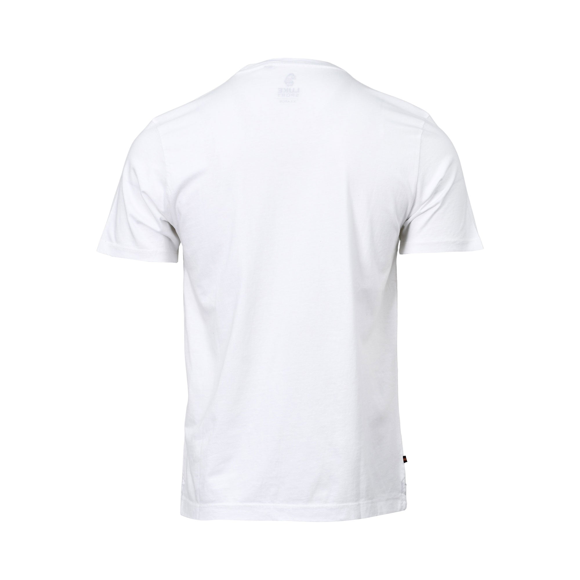 Luke men’s white t-shirt with tri-color outline graphic — Available for Online Purchase