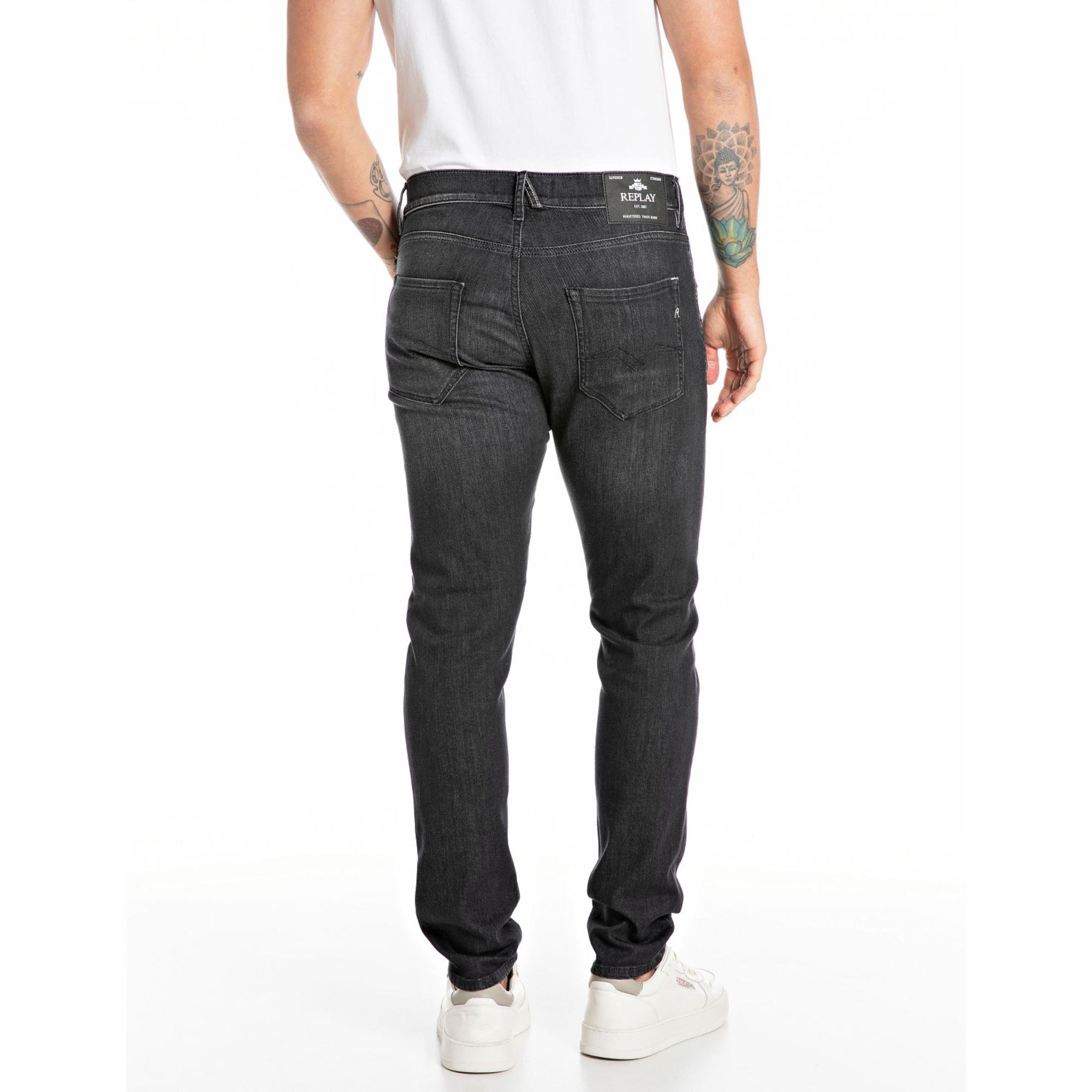 Replay Men's Slim Tapered Dark Grey Jeans | All Clothing | Denim | GCC | Men | Mens | Mens Fashion Replay Men's Slim Tapered Dark Grey Jeans | All Clothing | Denim | GCC | Men | Mens | Mens Fashion