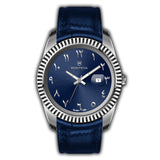 Monteva Gents Arabic Numerals Blue Dial Watch - Blue Leather Strap