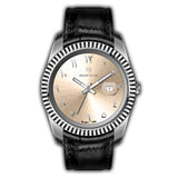 Monteva Gents Champagne Dial Watch with Arabic Numerals and Leather Strap
