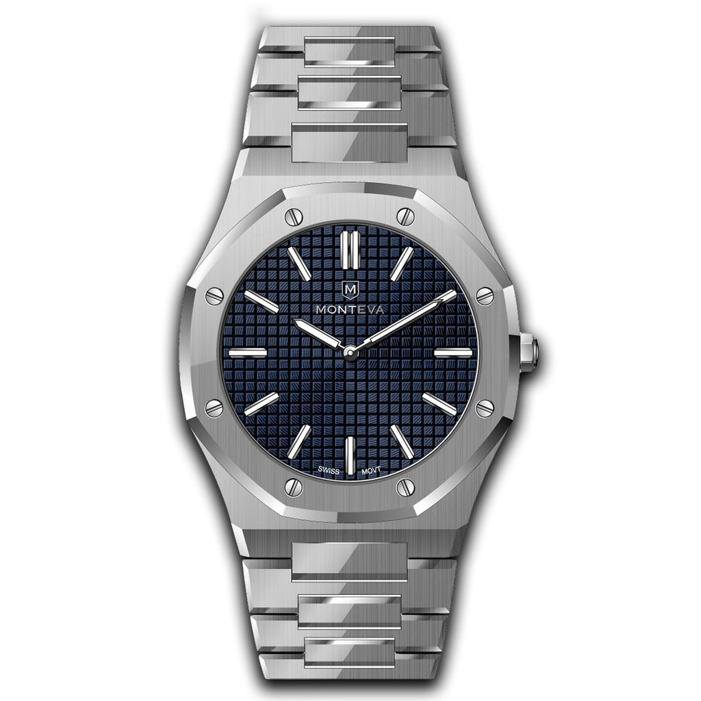 Monteva Monteva Gents Dark Blue Dial Watch with Metal Bracelet – Blue Salon