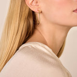 Single gold-toned hoop earring with a textured, ridged outer surface.