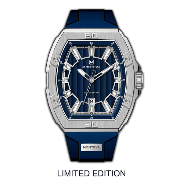 Monteva Monteva Limited Edition Gents Watch - Silver & Blue – Blue Salon