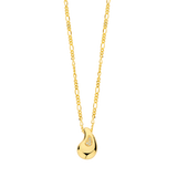 Yellow gold-plated Figaro chain necklace with a shiny, teardrop-shaped pendant featuring a cluster of clear stones.
