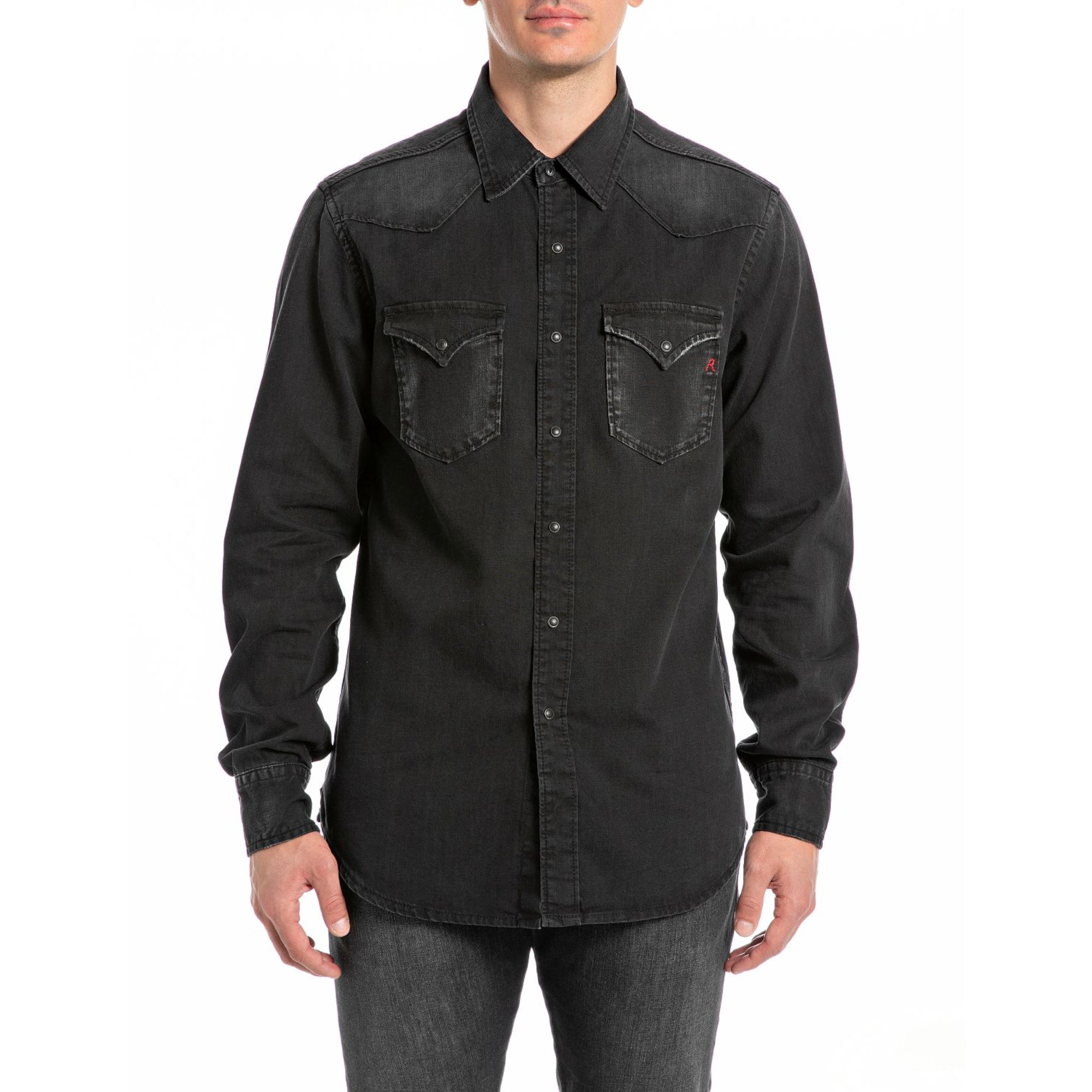 Replay Men's Regular Fit Western Denim Shirt | All Clothing | GCC | Men | Mens | Mens Fashion | Shirts & T-Shirts Replay Men's Regular Fit Western Denim Shirt | All Clothing | GCC | Men | Mens | Mens Fashion | Shirts & T-Shirts