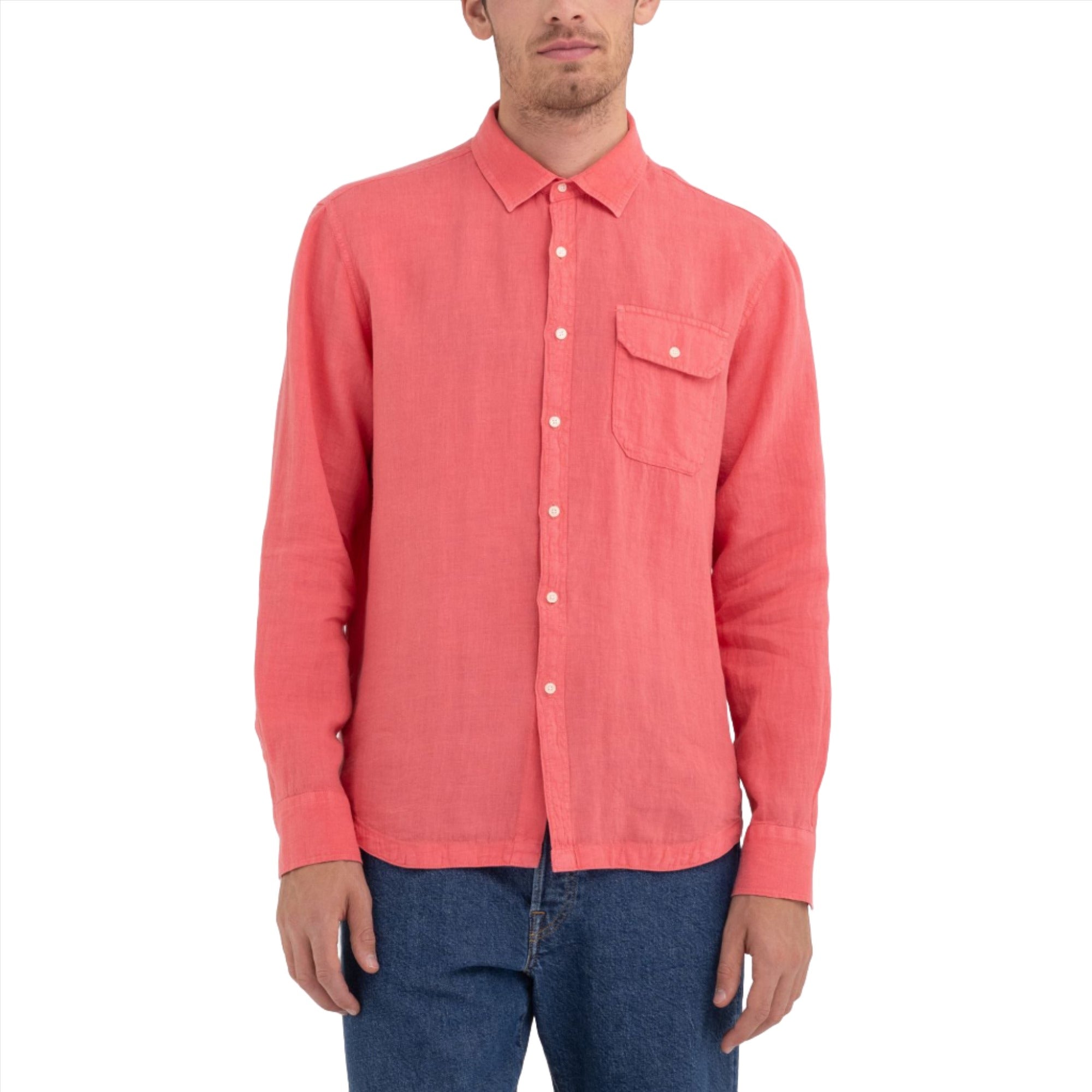 Replay Men's Regular Fit Shirt in Linen with Pocket | All Clothing | FYFL | GCC | Men | Mens | Mens Fashion | Shirt | Shirts | Shirts & T-Shirts Replay Men's Regular Fit Shirt in Linen with Pocket | All Clothing | FYFL | GCC | Men | Mens | Mens Fashion | Shirt | Shirts | Shirts & T-Shirts