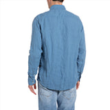 Replay Men's  Regular Fit Shirt in Linen with Pocket