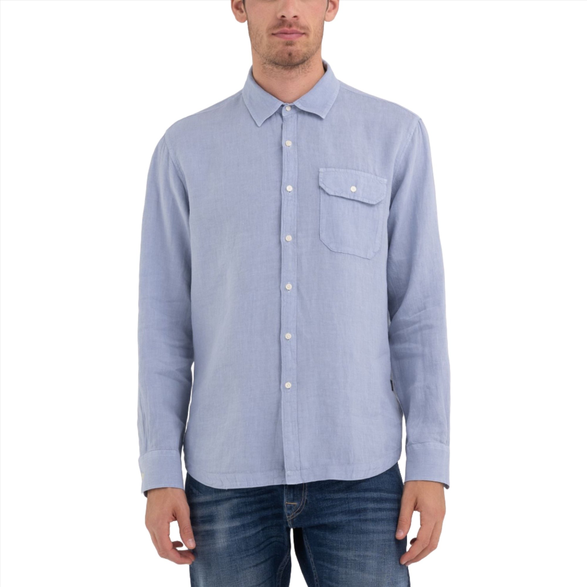 Replay Men's Regular Fit Shirt in Linen with Pocket | All Clothing | FYFL | GCC | Men | Mens | Mens Fashion | Shirt | Shirts | Shirts & T-Shirts Replay Men's Regular Fit Shirt in Linen with Pocket | All Clothing | FYFL | GCC | Men | Mens | Mens Fashion | Shirt | Shirts | Shirts & T-Shirts