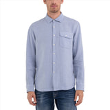 Replay Men's  Regular Fit Shirt in Linen with Pocket