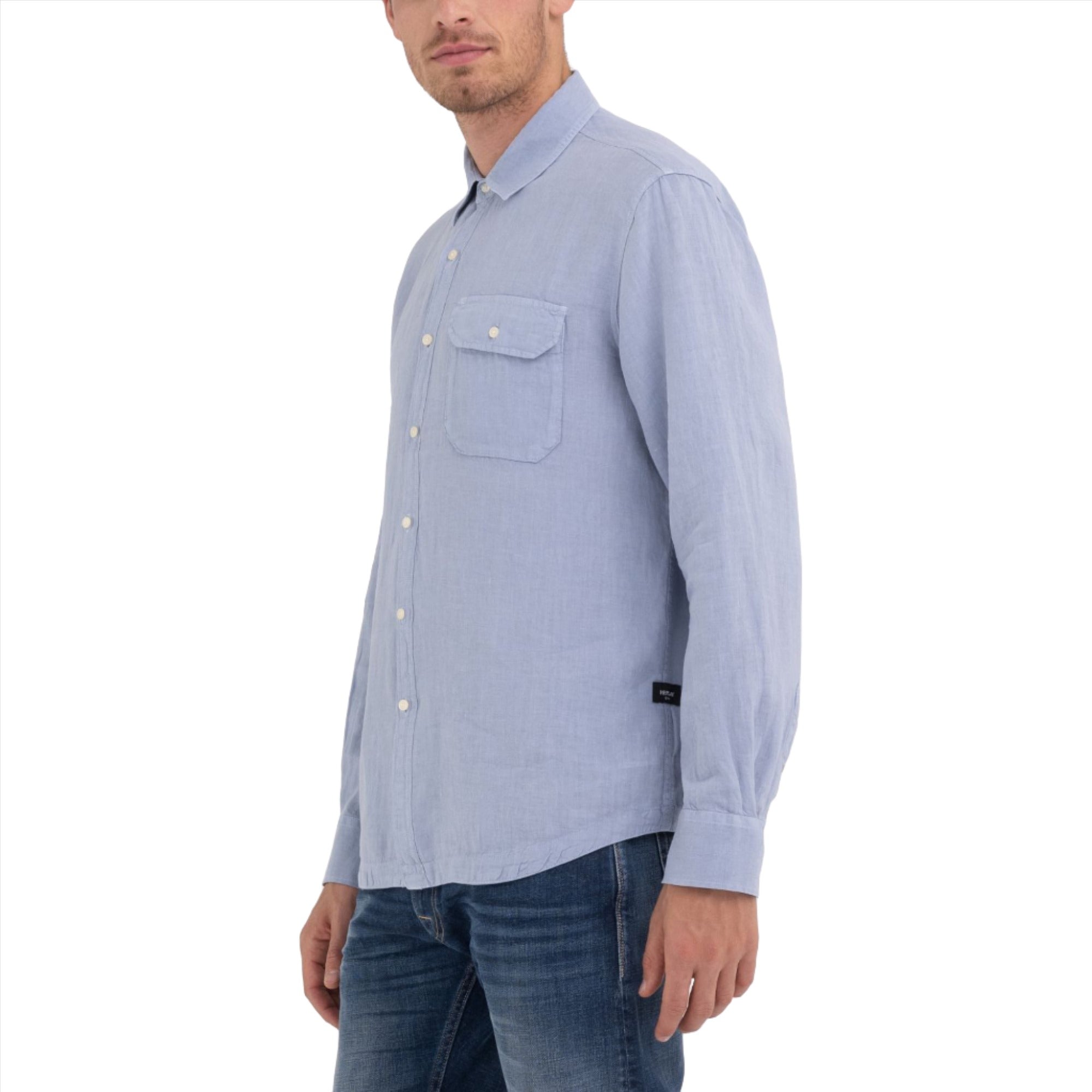 Replay Men's Regular Fit Shirt in Linen with Pocket | All Clothing | FYFL | GCC | Men | Mens | Mens Fashion | Shirt | Shirts | Shirts & T-Shirts Replay Men's Regular Fit Shirt in Linen with Pocket | All Clothing | FYFL | GCC | Men | Mens | Mens Fashion | Shirt | Shirts | Shirts & T-Shirts