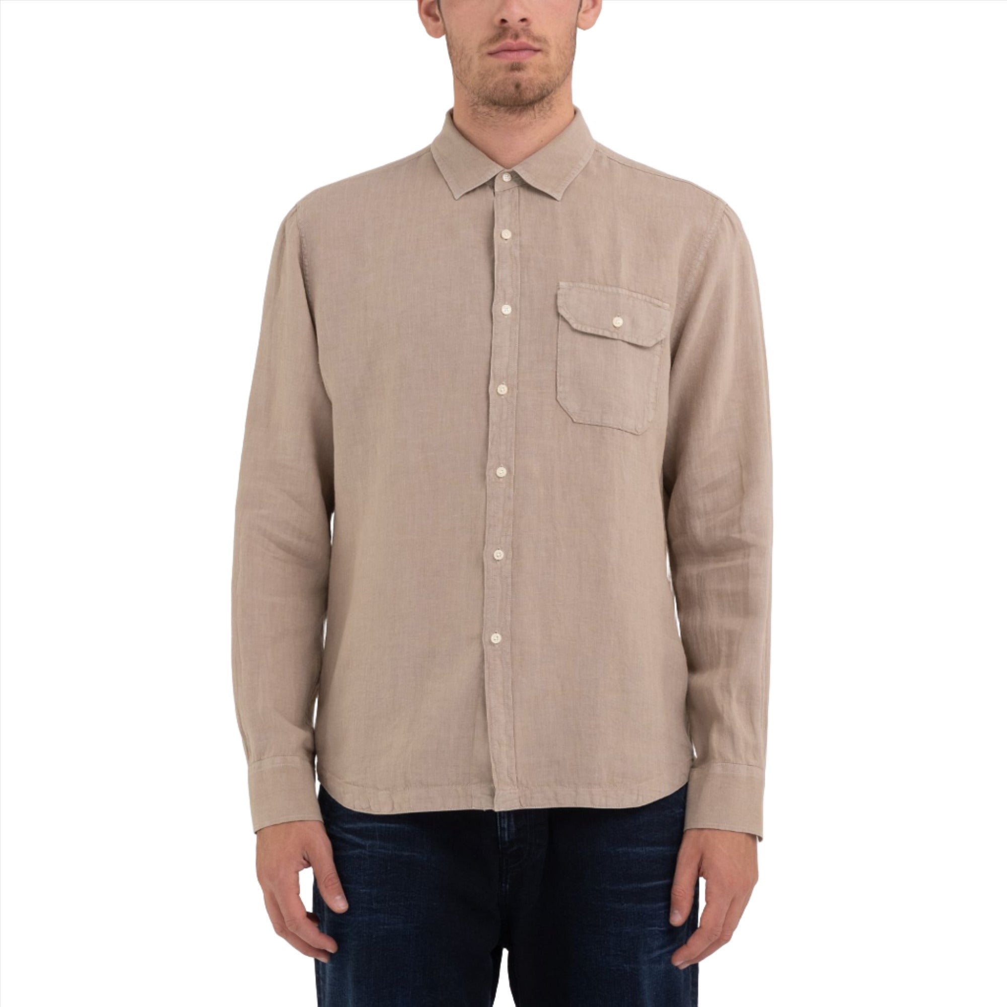 Replay Men's Regular Fit Shirt in Linen with Pocket | All Clothing | FYFL | GCC | Men | Mens | Mens Fashion | Shirt | Shirts | Shirts & T-Shirts Replay Men's Regular Fit Shirt in Linen with Pocket | All Clothing | FYFL | GCC | Men | Mens | Mens Fashion | Shirt | Shirts | Shirts & T-Shirts