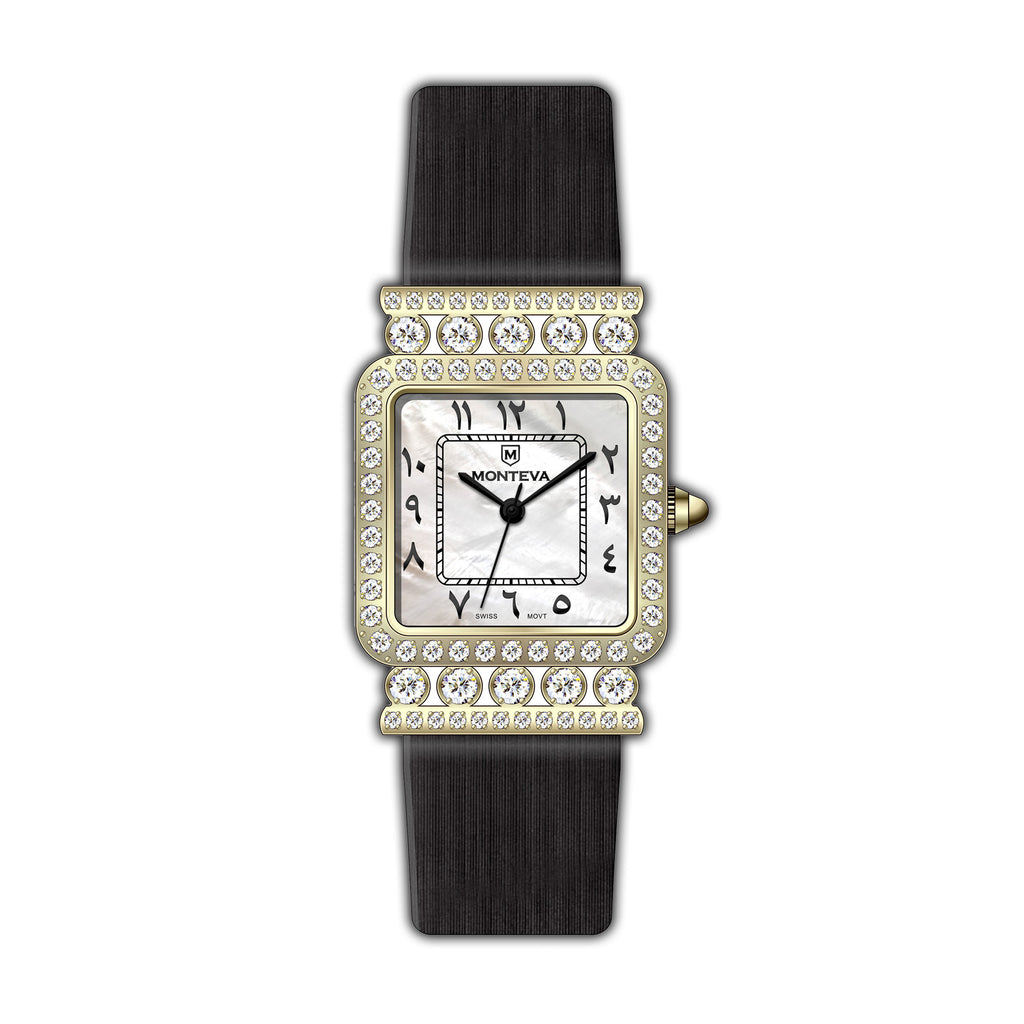 Monteva Monteva Chic Odim Ladies Gold case Arabic MOP Dial Watch – Blue Salon