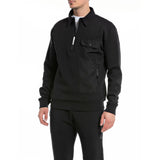 Replay Men's Polo Sweatshirt in Stretch Fabric