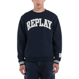 Replay Men's Sweatshirt with Striped Edges and Appliques