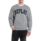 Replay Men's Sweatshirt with Striped Edges and Appliques
