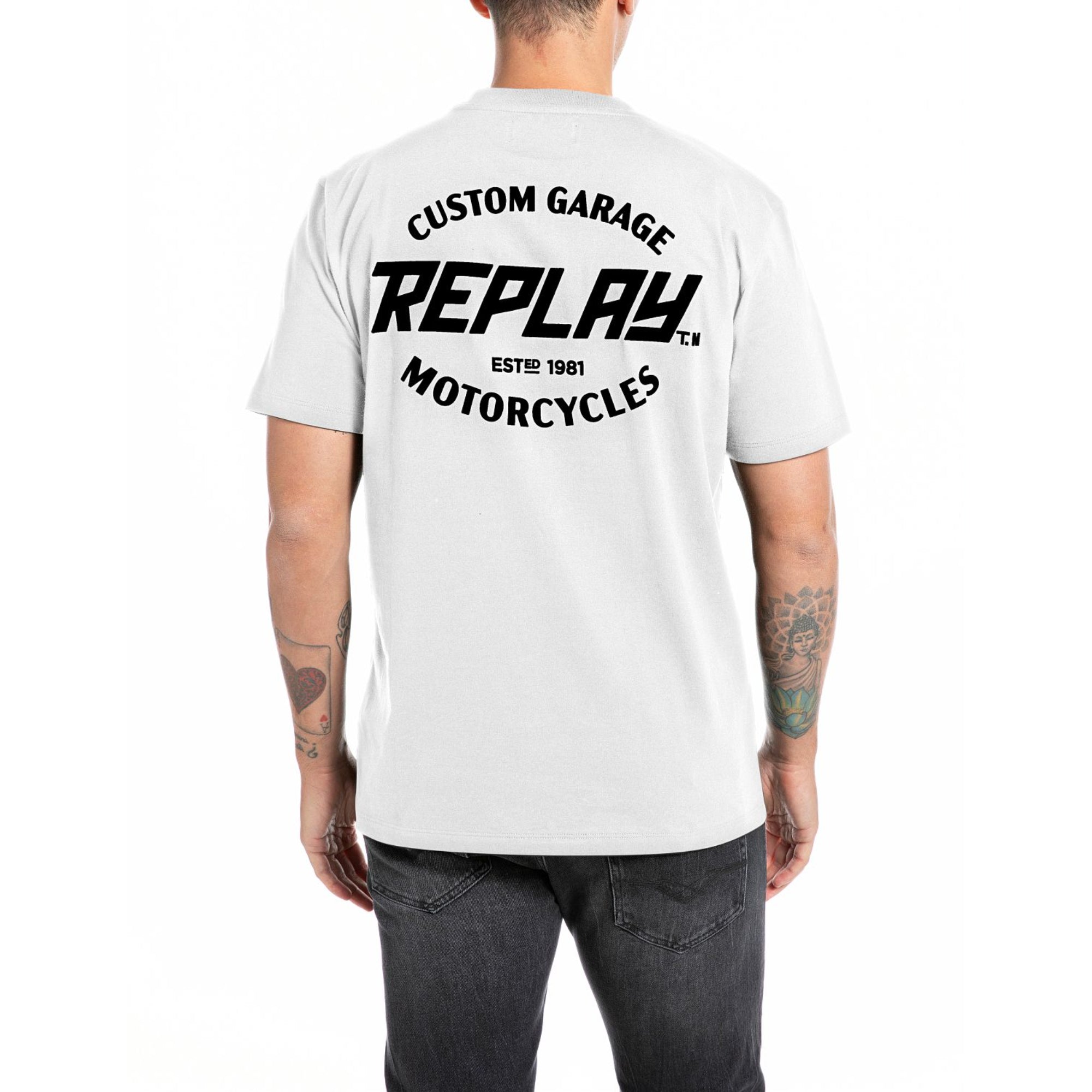 Replay Men's Jersey T-shirt With Custom Garage Print | All Clothing | GCC | Men | Mens | Mens Fashion | Spring Festival | Tops & T-Shirts Replay Men's Jersey T-shirt With Custom Garage Print | All Clothing | GCC | Men | Mens | Mens Fashion | Spring Festival | Tops & T-Shirts