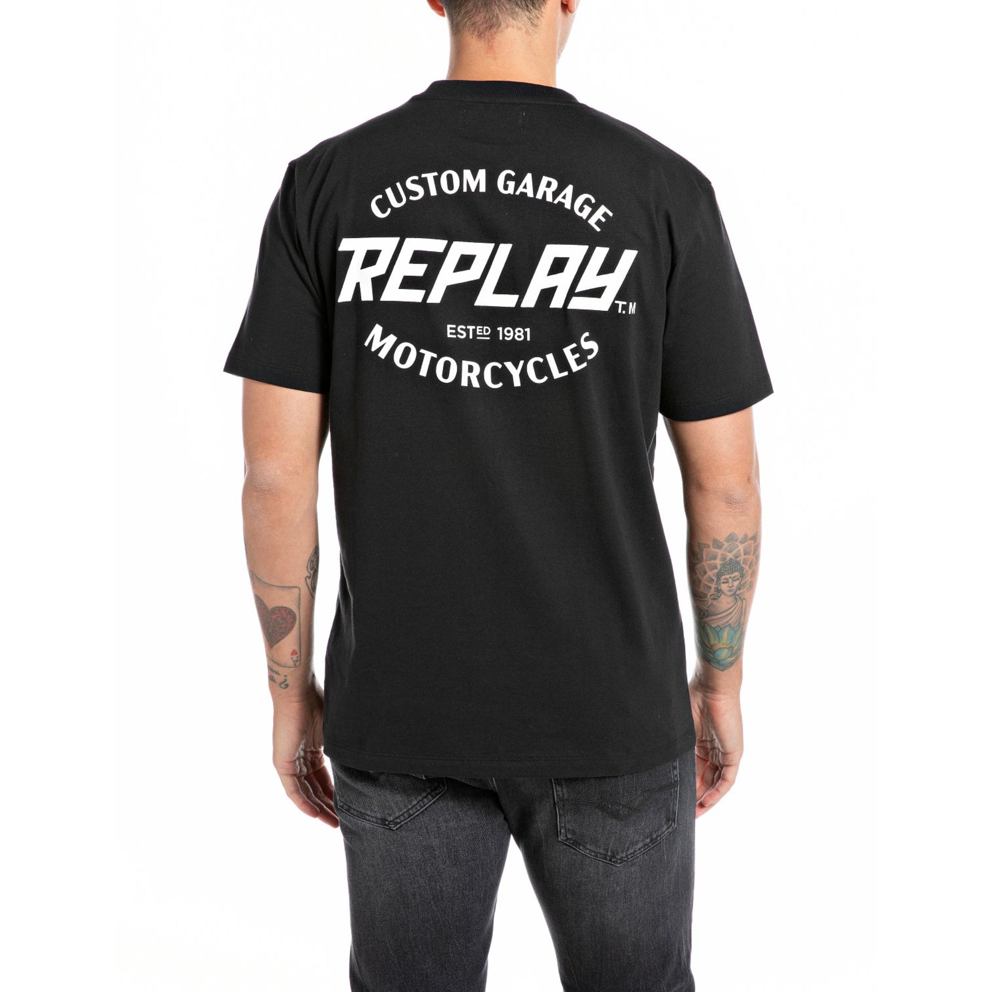Replay Men's Jersey T-shirt With Custom Garage Print | All Clothing | GCC | Men | Mens | Mens Fashion | Spring Festival | Tops & T-Shirts Replay Men's Jersey T-shirt With Custom Garage Print | All Clothing | GCC | Men | Mens | Mens Fashion | Spring Festival | Tops & T-Shirts