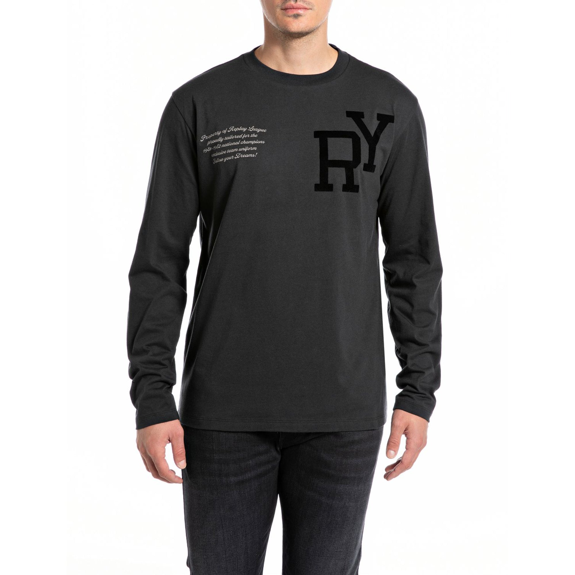 Replay Men's Long Sleeve T-shirt With Lettering | All Clothing | GCC | Men | Mens | Mens Fashion | Tops & T-Shirts Replay Men's Long Sleeve T-shirt With Lettering | All Clothing | GCC | Men | Mens | Mens Fashion | Tops & T-Shirts