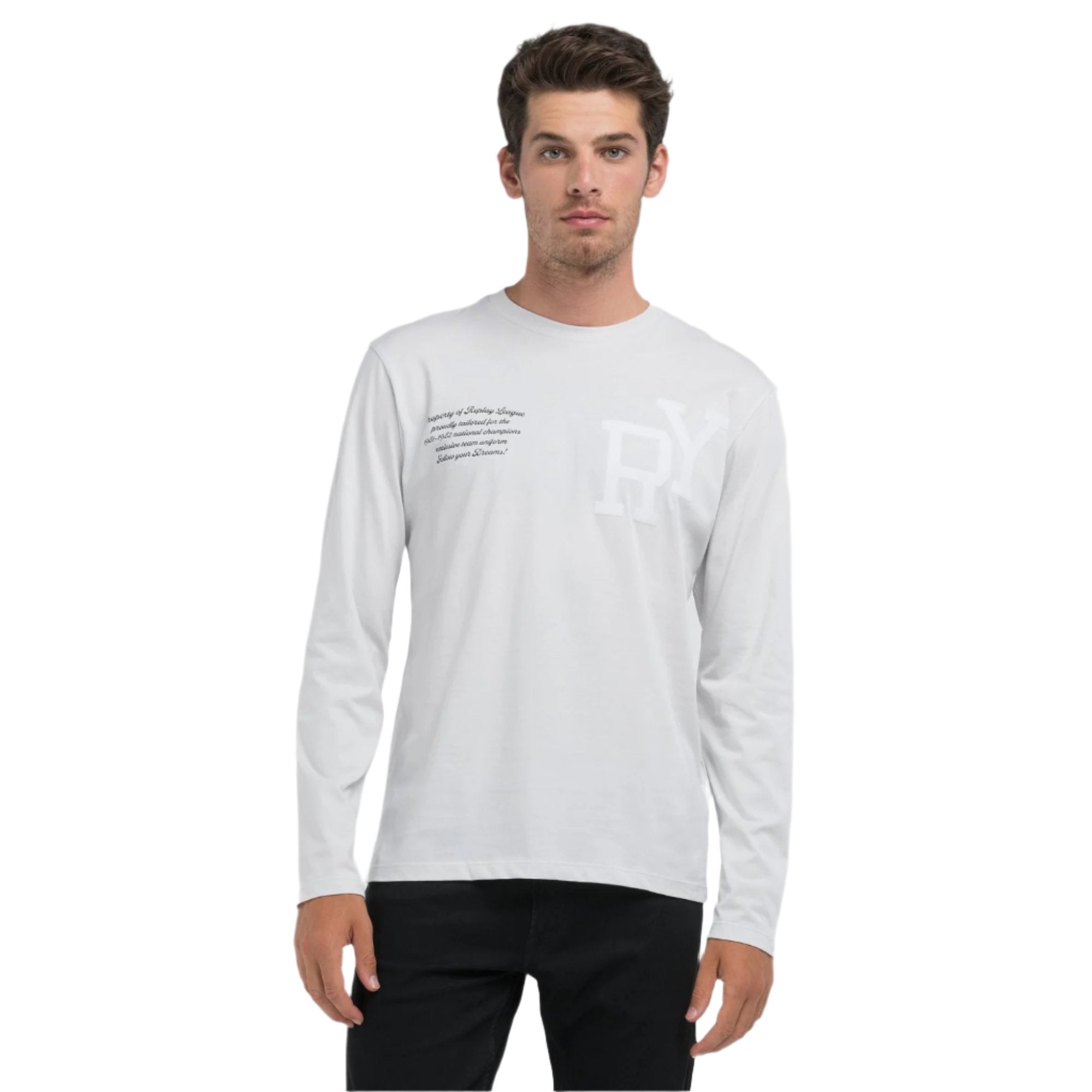 Replay Men's Long Sleeve T-shirt With Lettering | All Clothing | GCC | Men | Mens | Mens Fashion | Tops & T-Shirts Replay Men's Long Sleeve T-shirt With Lettering | All Clothing | GCC | Men | Mens | Mens Fashion | Tops & T-Shirts