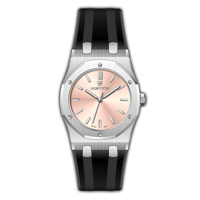 Monteva AP Gents  Pink Dial Watch with Black Rubber Strap