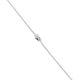 White-plated bracelet with a silver-toned curb chain and a single round, clear, bezel-set stone in the center.