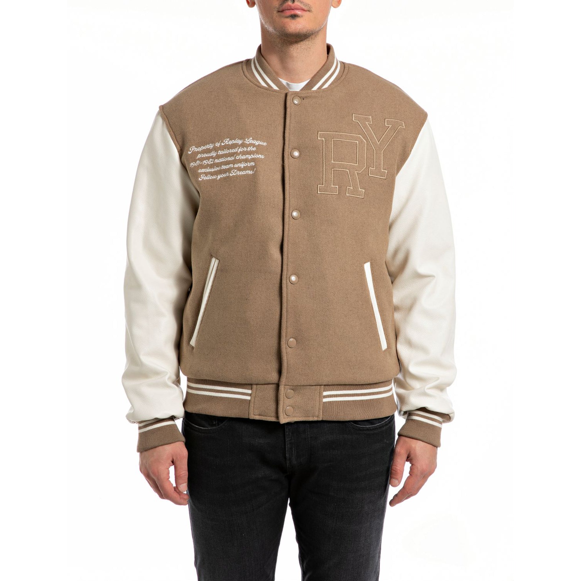 Replay Men's Varsity Jacket With Lettering | All Clothing | Coats & Jackets | GCC | Men | Mens | Mens Fashion Replay Men's Varsity Jacket With Lettering | All Clothing | Coats & Jackets | GCC | Men | Mens | Mens Fashion