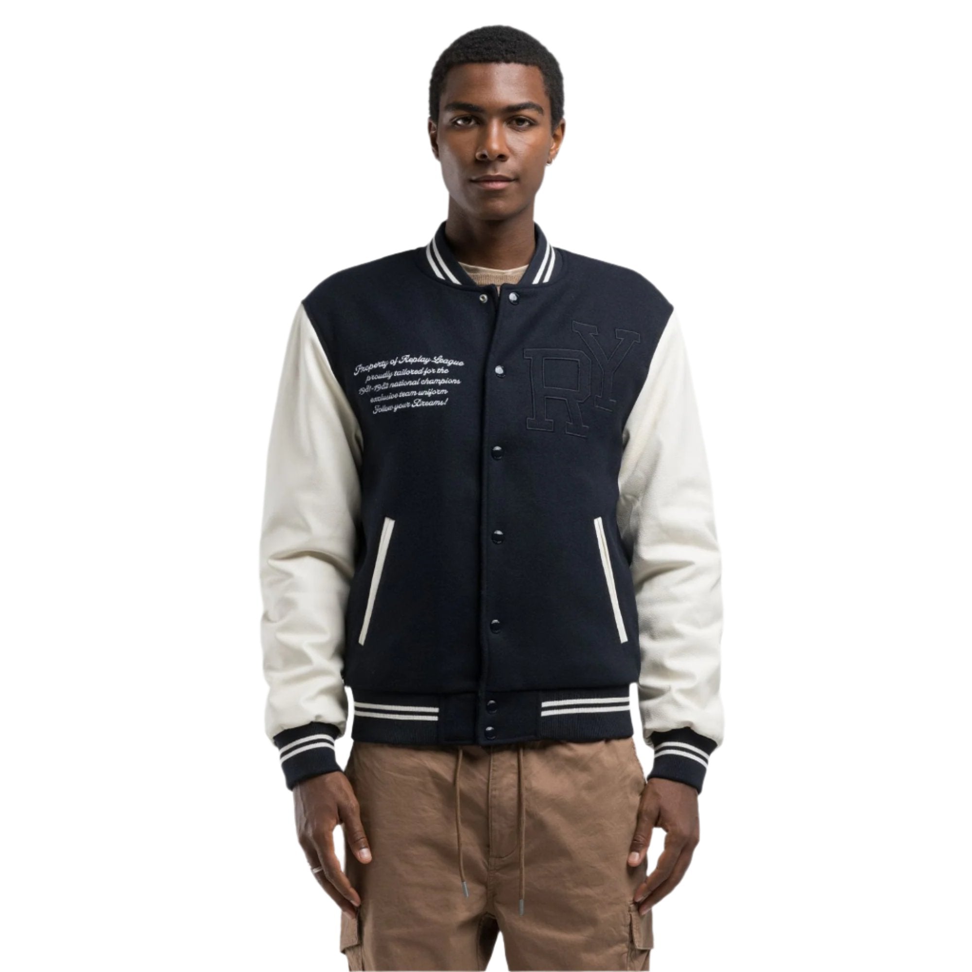Replay Men's Varsity Jacket With Lettering | All Clothing | Coats & Jackets | GCC | Men | Mens | Mens Fashion Replay Men's Varsity Jacket With Lettering | All Clothing | Coats & Jackets | GCC | Men | Mens | Mens Fashion