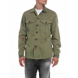 Replay Men's Military Shirt with Japanese Print