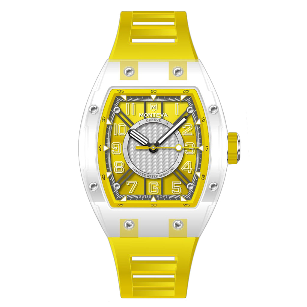 Monteva Oval Gents Yellow Dial Watch with Yellow Rubber Strap – Blue Salon