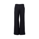 A back view of Max Mara high-waisted wide-leg trousers in black, featuring a clean waistband and concealed closure on a white background.