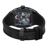 Saint Honore Monceau Men's Tourbillon Black Open Dial Black Case & Leather Starp Watch